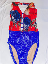 Load image into Gallery viewer, April leotard Blue and red floral
